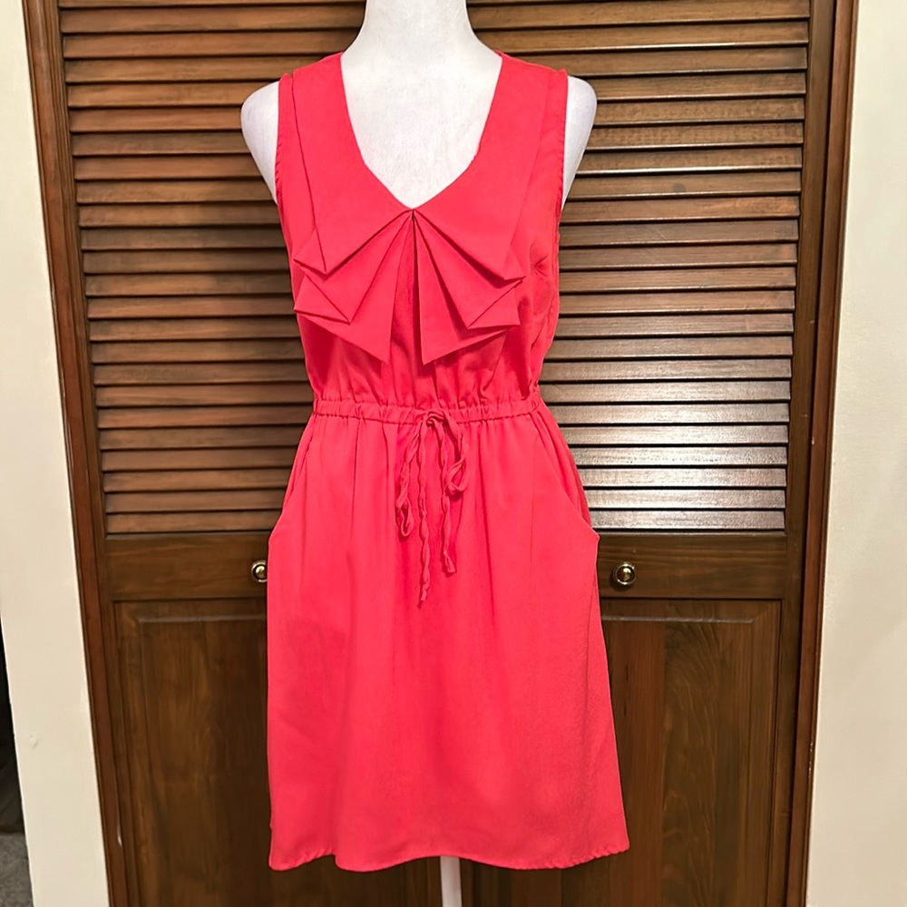 BeBop Red Pullover Elastic Waist Ruffle Collar Summer Dress Size M